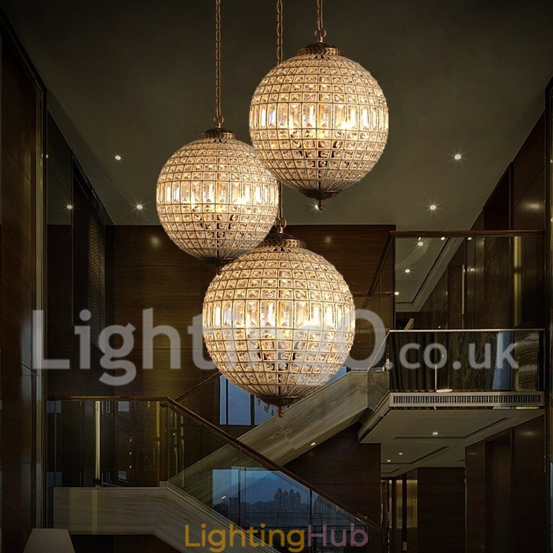 Globe Modern K9 Crystal Ceiling Pendant Light Indoor Chandelier Drum Lighting Lamps Fixtures