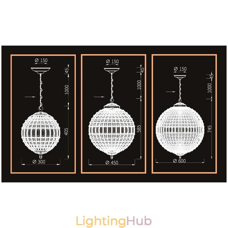 Globe Modern K9 Crystal Ceiling Pendant Light Indoor Chandelier Drum Lighting Lamps Fixtures