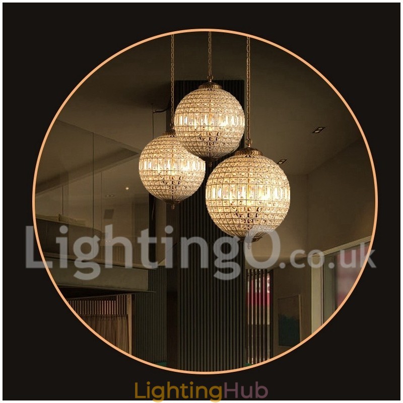 Globe Modern K9 Crystal Ceiling Pendant Light Indoor Chandelier Drum Lighting Lamps Fixtures