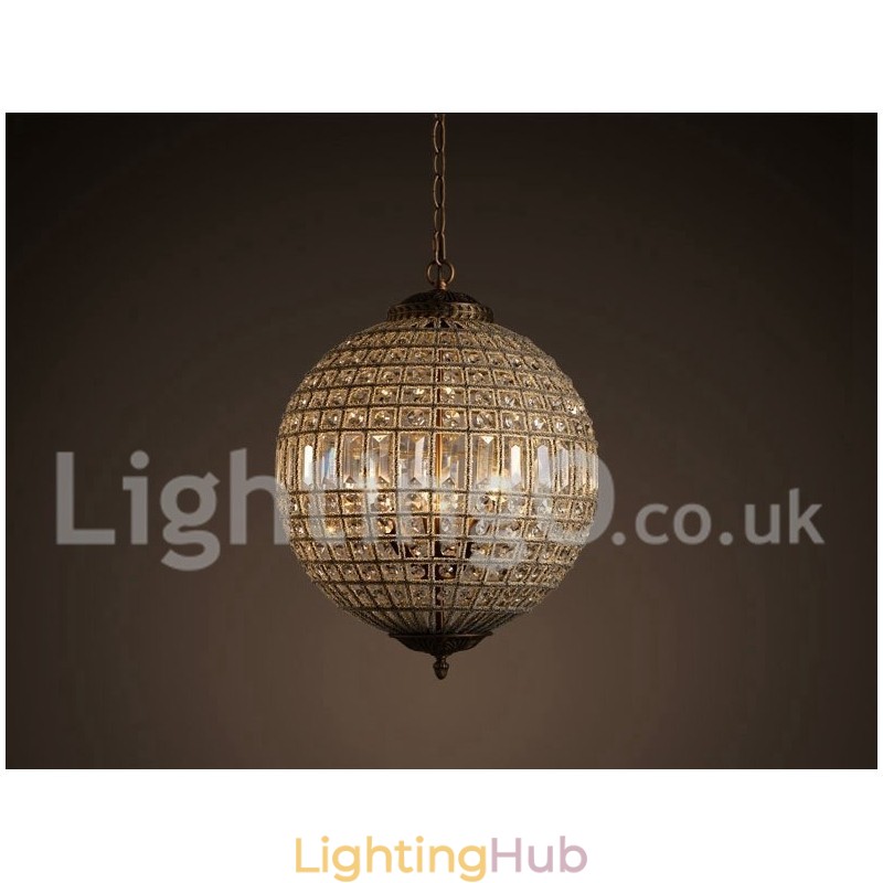 Globe Modern K9 Crystal Ceiling Pendant Light Indoor Chandelier Drum Lighting Lamps Fixtures