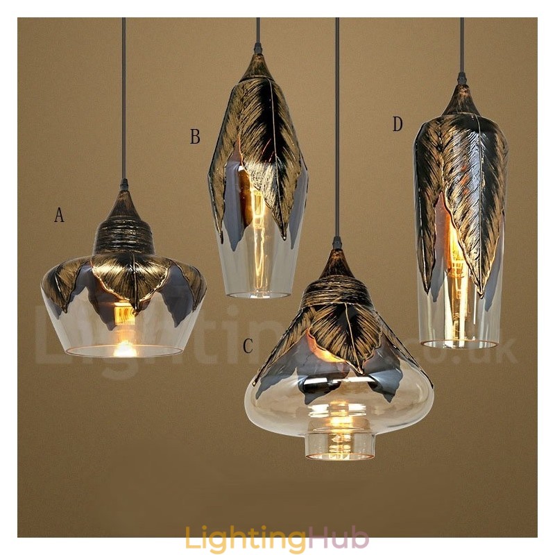 European Retro Glass Pendant Light Lounge Pendant Lamp