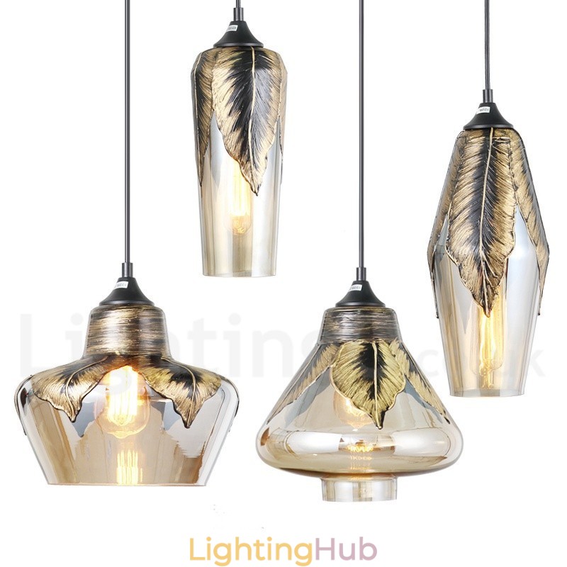 European Retro Glass Pendant Light Lounge Pendant Lamp