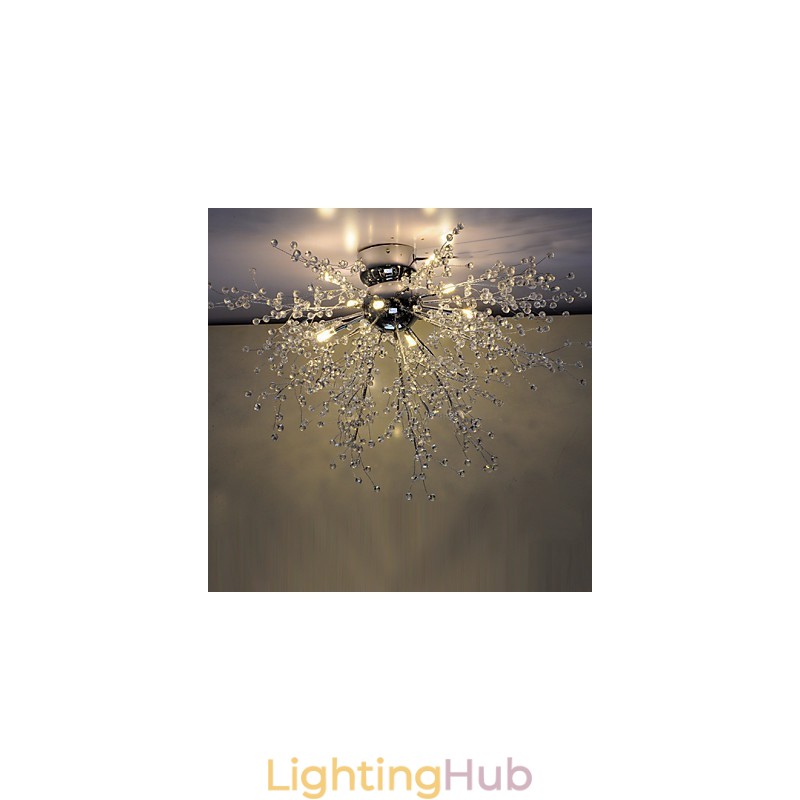 Modern Globe Crystal Chrome Metal Chandelier