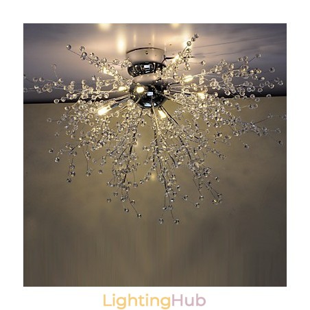 Modern Globe Crystal Chrome Metal Chandelier