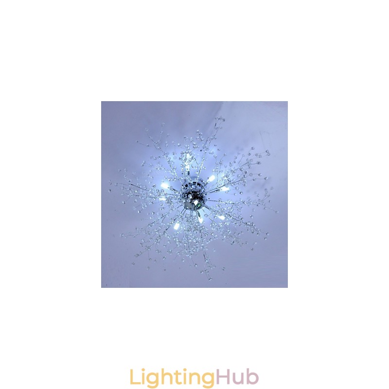 Modern Globe Crystal Chrome Metal Chandelier