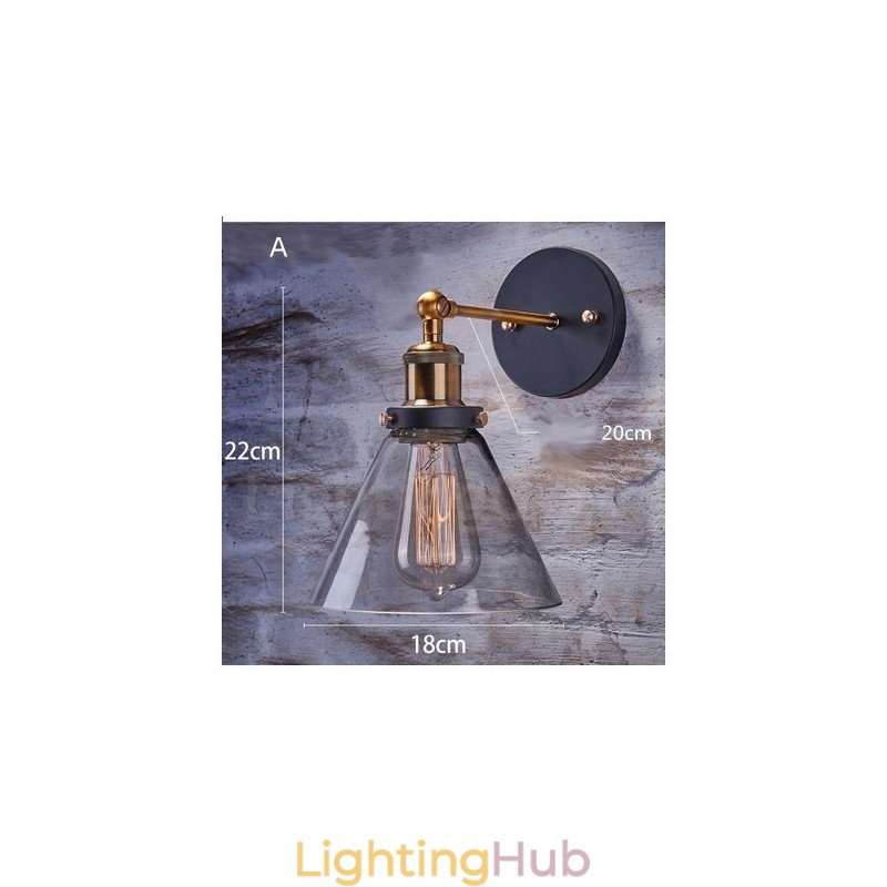 1 Light Rustic Lodge Bedroom Wall Light with Glass Shade