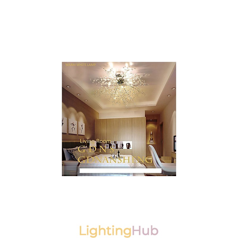 Modern Globe Crystal Chrome Metal Chandelier