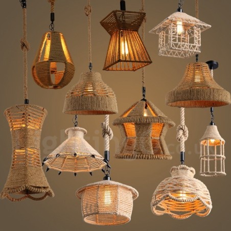1 Light Rustic Lodge Pendant Light Cafe Hemp Rope Pendant Lamp 1 Light Rustic Lodge Pendant Light Cafe Hemp Rope Pendant Lamp