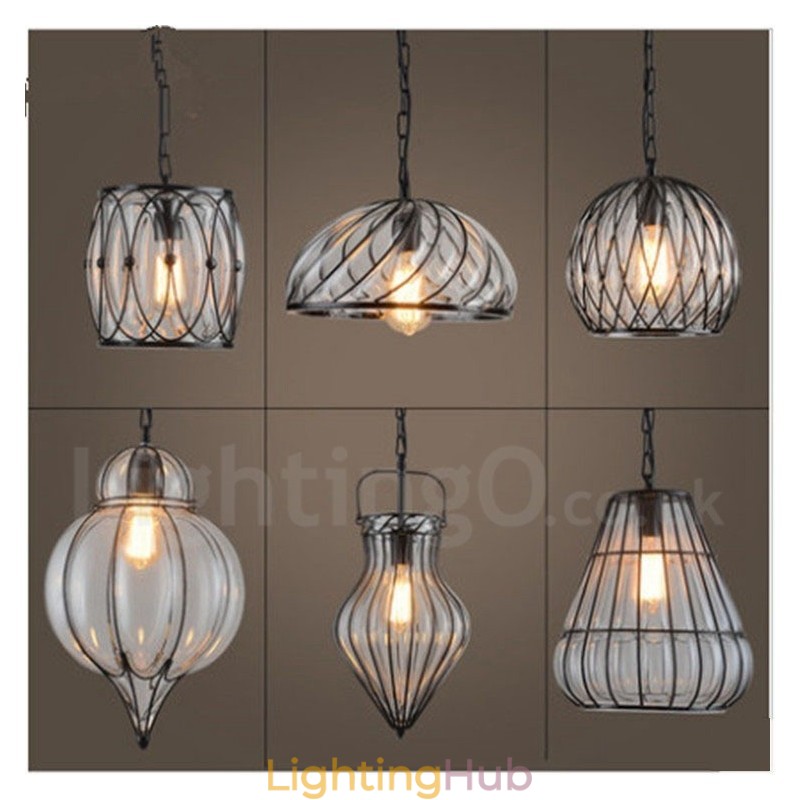 1 Light Vintage Cafe Glass Pendant Light Loft Pendant Lamp