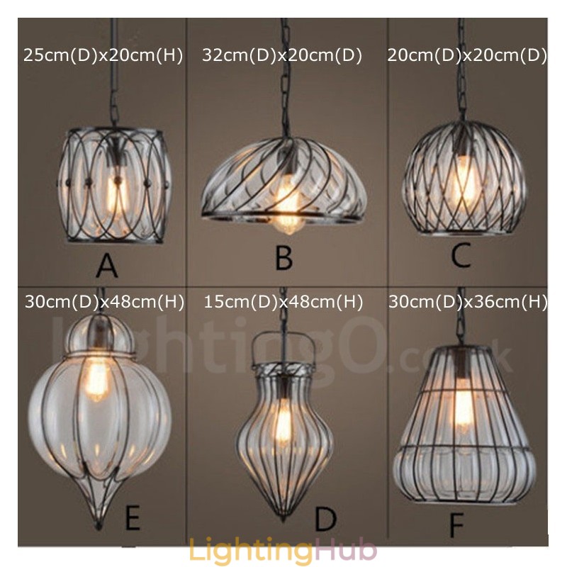 1 Light Vintage Cafe Glass Pendant Light Loft Pendant Lamp