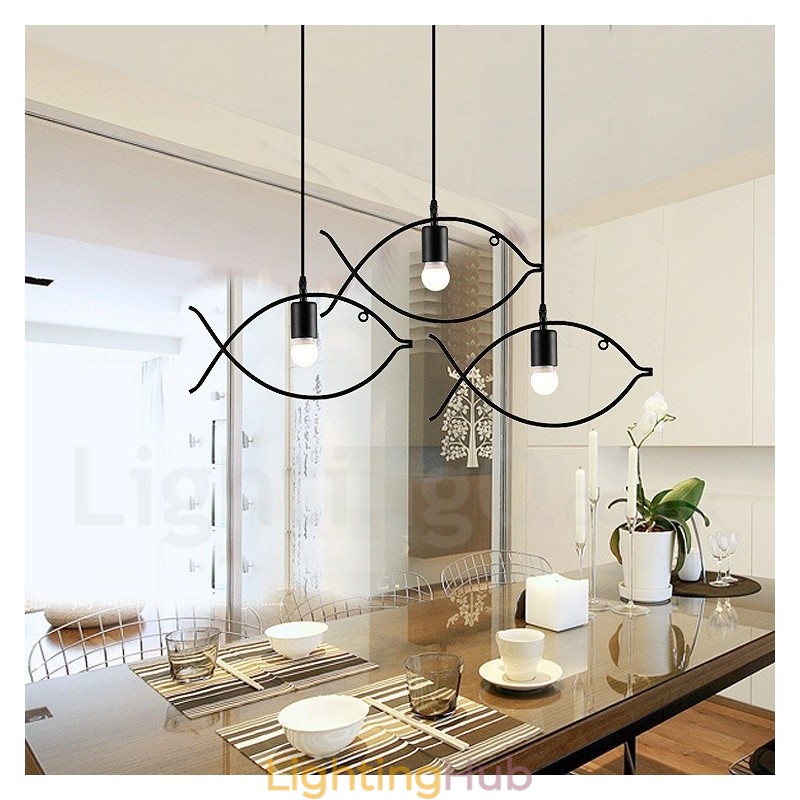 1 Light Rustic Lodge Retro Fish Pendant Light with Steel Shade
