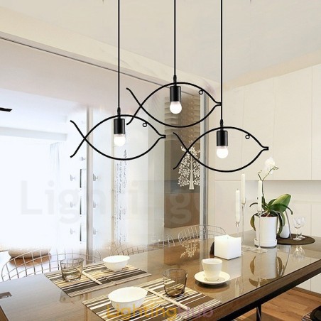 1 Light Rustic Lodge Retro Fish Pendant Light with Steel Shade 1 Light Rustic Lodge Retro Fish Pendant Light with Steel Shade
