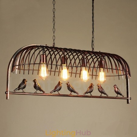 4 Light Rustic Lodge Retro Birdcage Pendant Light with Steel Shade 4 Light Rustic Lodge Retro Birdcage Pendant Light with Steel Shade