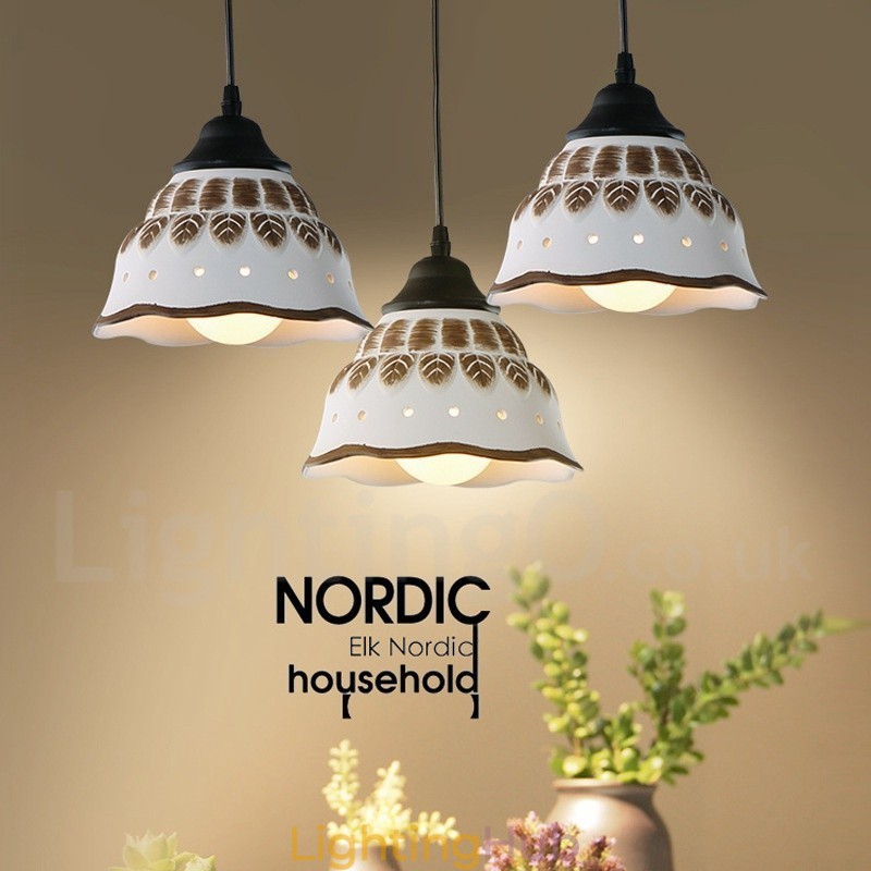 1 Light Modern Contemporary Pendant Light with Ceramic Shade