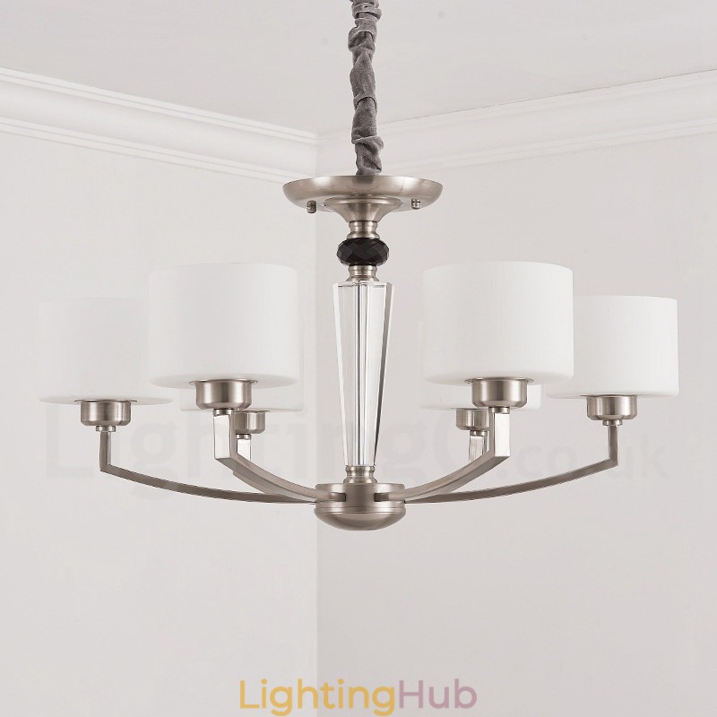6 Light Modern Contemporary Chandelier with Glass Shade
