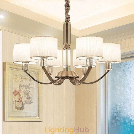 6 Light Modern Contemporary Crystal Chandelier with Fabric Shade 6 Light Modern Contemporary Crystal Chandelier with Fabric Shade