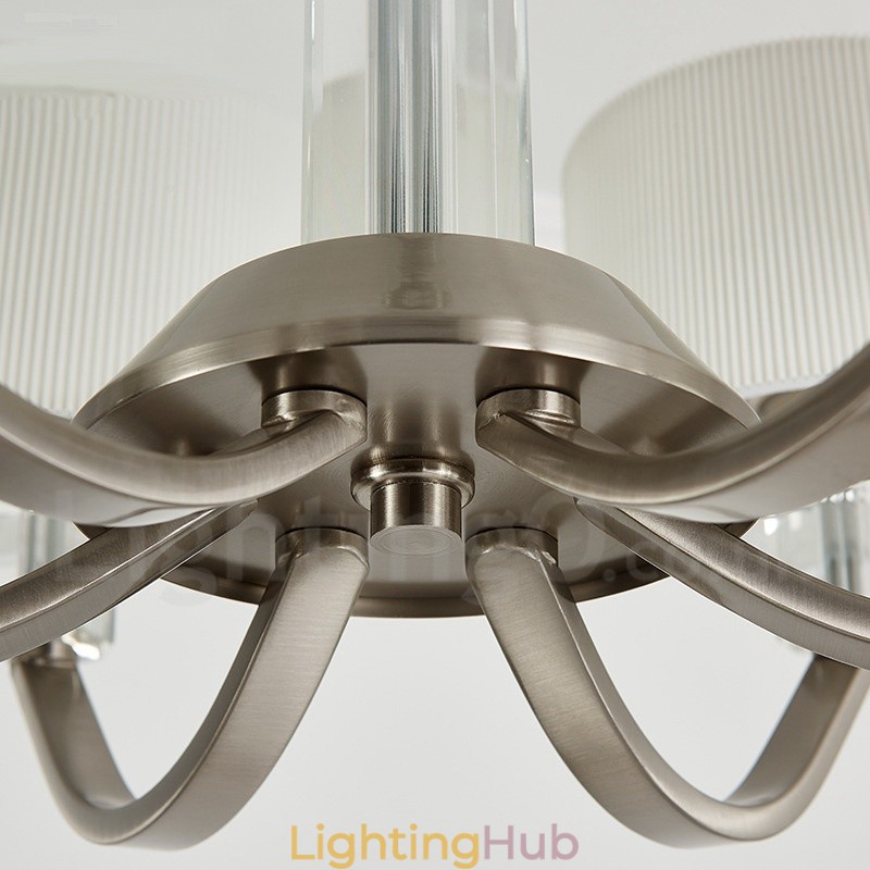 6 Light Modern Contemporary Crystal Chandelier with Fabric Shade