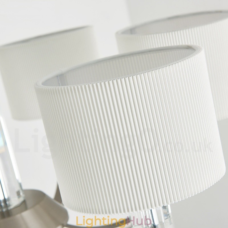 6 Light Modern Contemporary Crystal Chandelier with Fabric Shade