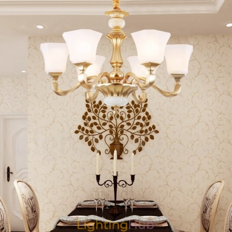 6 Light Retro Traditional Rustic Chandelier with Glass Shade 6 Light Retro Traditional Rustic Chandelier with Glass Shade