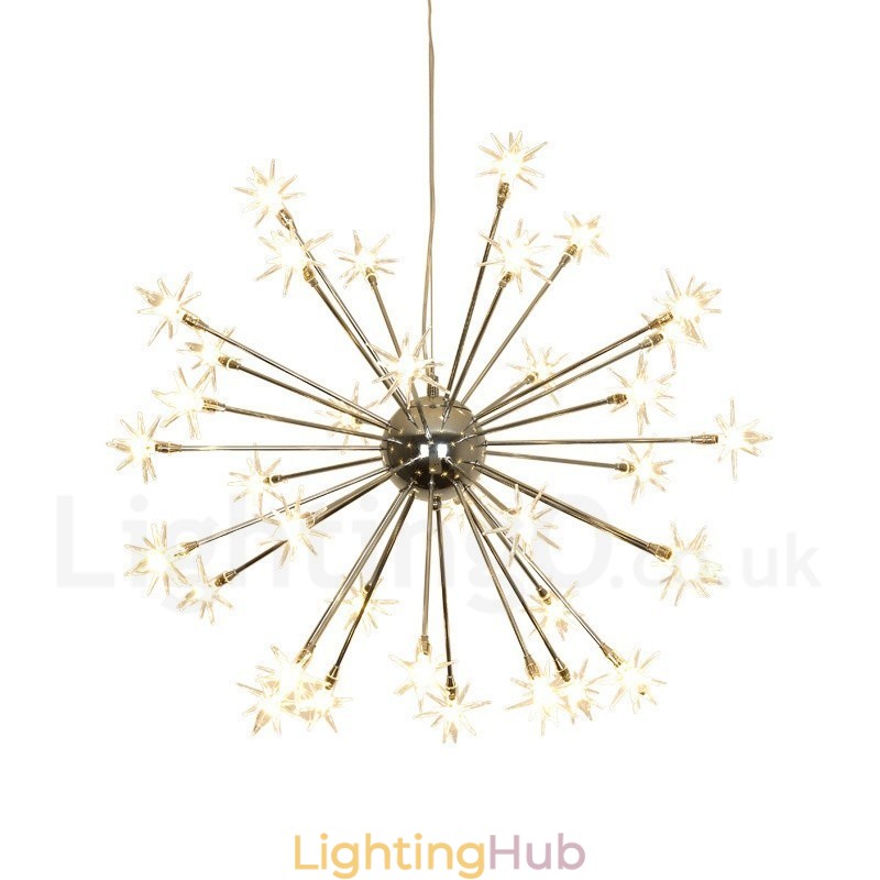 32 Light Modern Contemporary Steel Pendant Light with Glass Shade