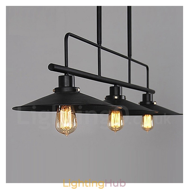 3 Light Retro Rustic Steel Pendant Light with Steel Shade