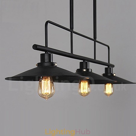 3 Light Retro Rustic Steel Pendant Light with Steel Shade 3 Light Retro Rustic Steel Pendant Light with Steel Shade