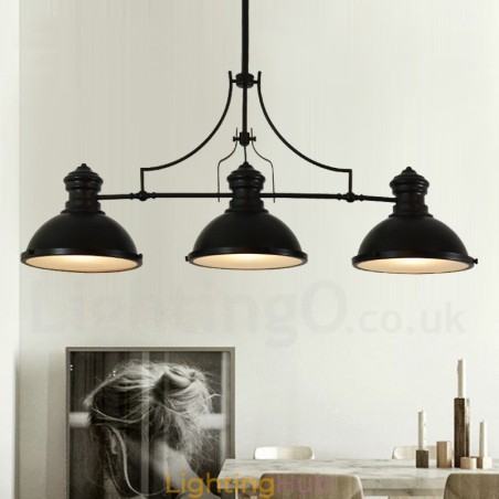 3 Light Retro Rustic Steel Pendant Light with Steel Shade 3 Light Retro Rustic Steel Pendant Light with Steel Shade