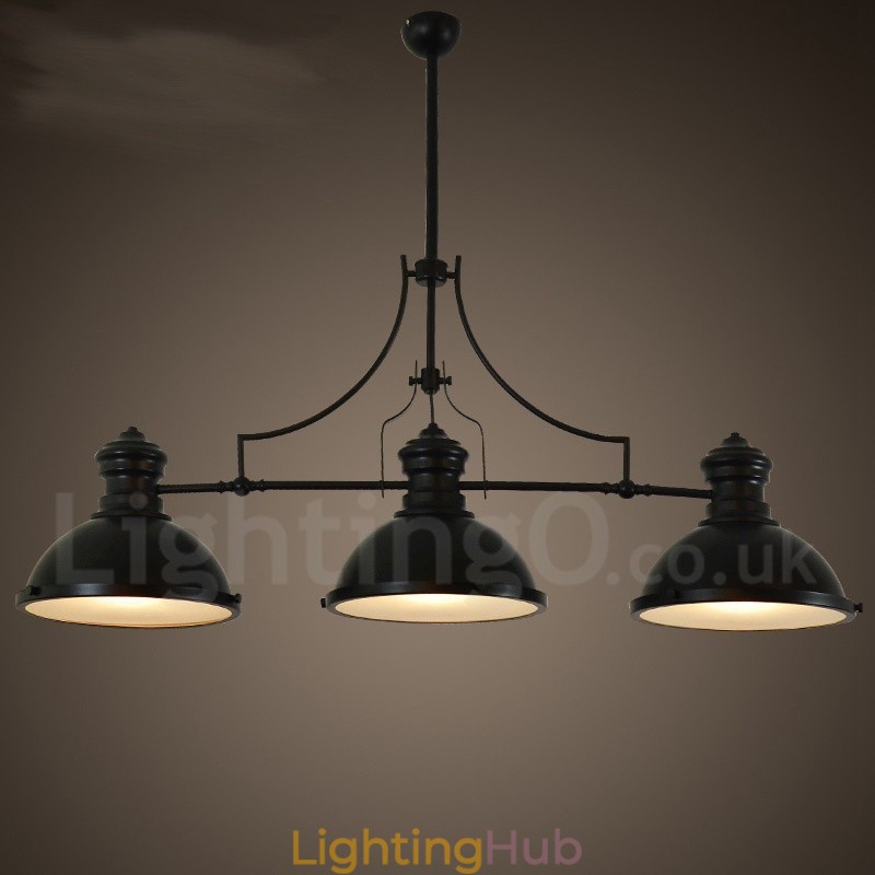 3 Light Retro Rustic Steel Pendant Light with Steel Shade