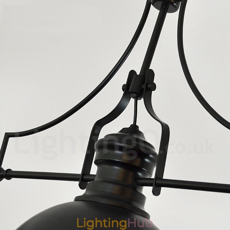 3 Light Retro Rustic Steel Pendant Light with Steel Shade