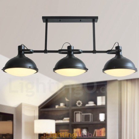 3 Light Retro Rustic Steel Pendant Light with Glass Shade 3 Light Retro Rustic Steel Pendant Light with Glass Shade