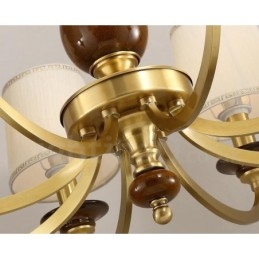 8 Light Retro Rustic Luxury Brass Pendant Lamp Chandelier with Glass Shade