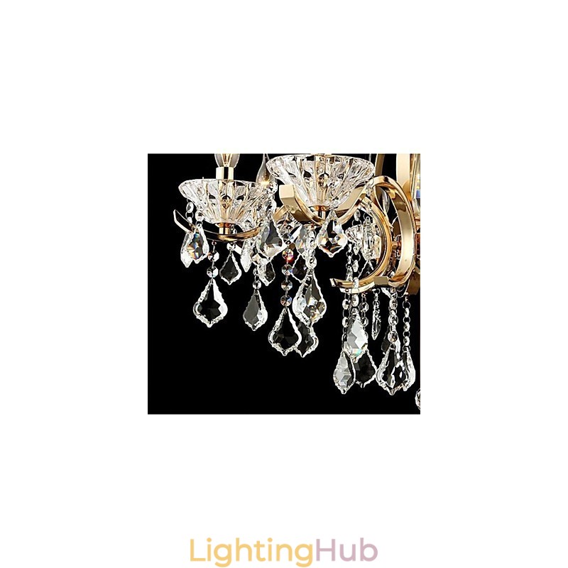 High Grade Gold Wrought Iron Crystal Chandelier 8 Lights