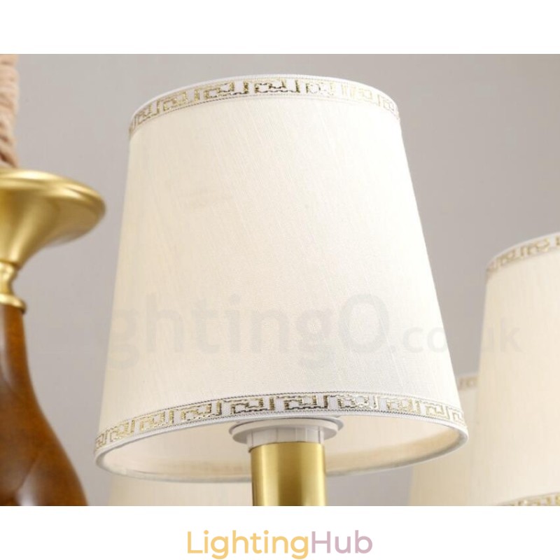 3 Light Retro Rustic Luxury Brass Pendant Lamp Chandelier with Glass Shade