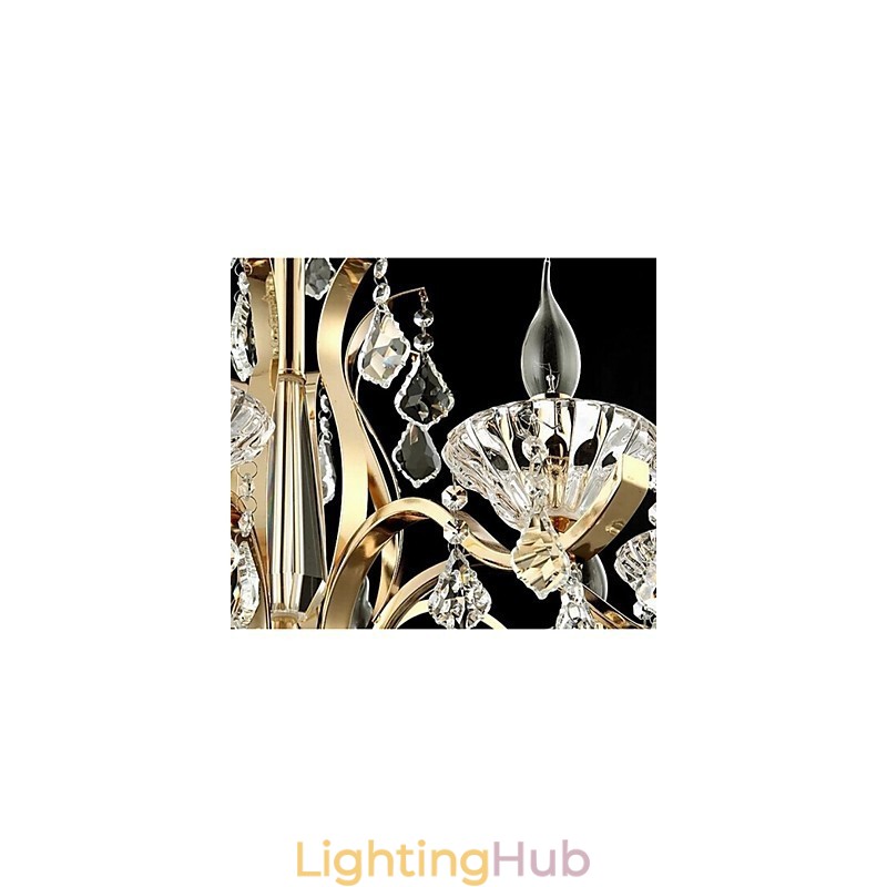 High Grade Gold Wrought Iron Crystal Chandelier 8 Lights