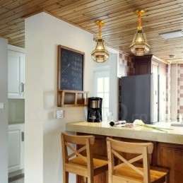 1 Light Retro Rustic Luxury Brass Pendant Lamp Chandelier with Glass Shade