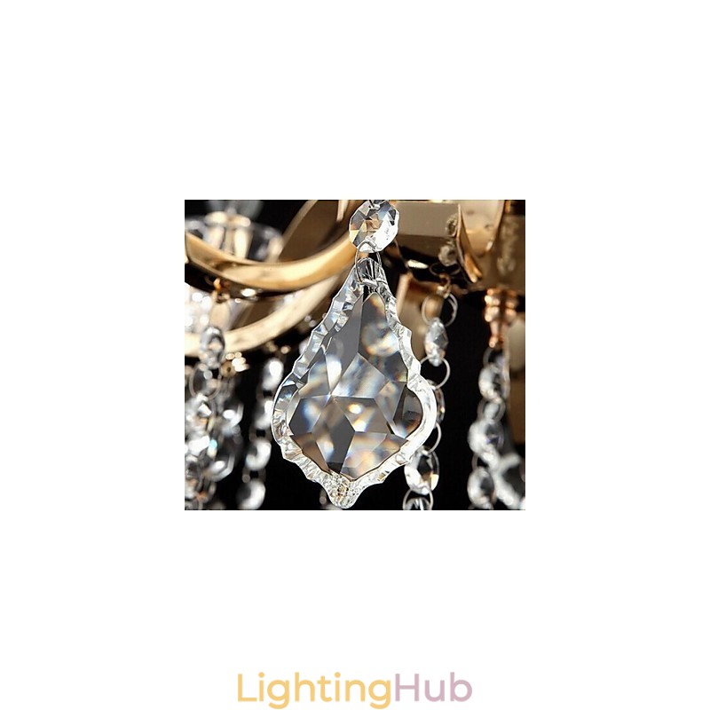 High Grade Gold Wrought Iron Crystal Chandelier 8 Lights