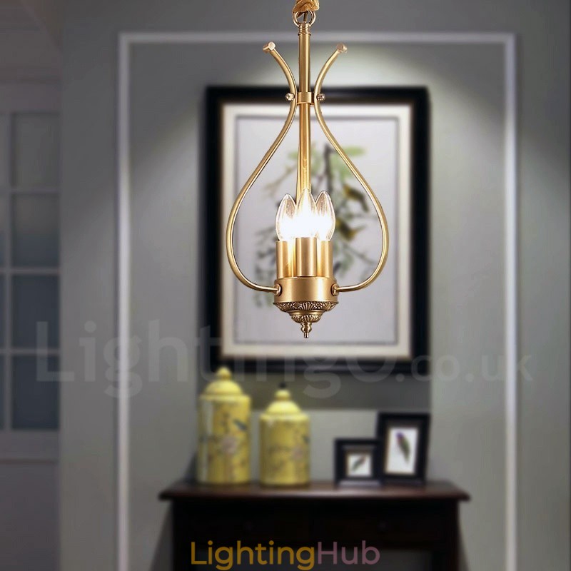 4 Light Retro Rustic Luxury Brass Pendant Lamp Chandelier