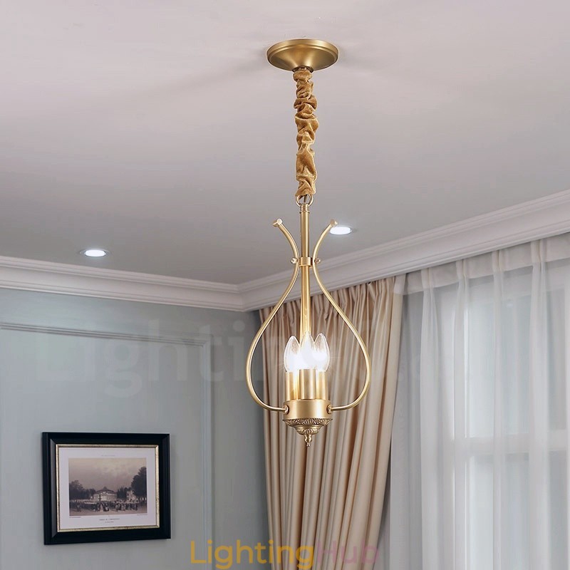 4 Light Retro Rustic Luxury Brass Pendant Lamp Chandelier