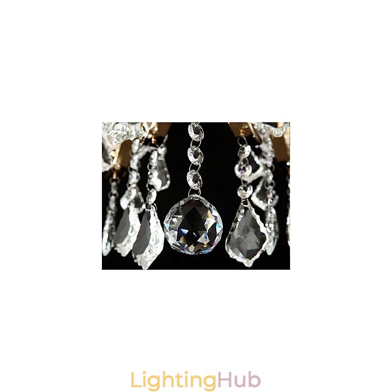 High Grade Gold Wrought Iron Crystal Chandelier 8 Lights
