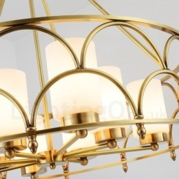 8 Light Retro Rustic Luxury Brass Pendant Lamp Chandelier with Glass Shade