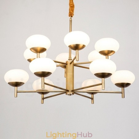 12 Light Retro Rustic Luxury Brass Pendant Lamp Chandelier with Glass Shade 12 Light Retro Rustic Luxury Brass Pendant Lamp Chandelier with Glass Shade