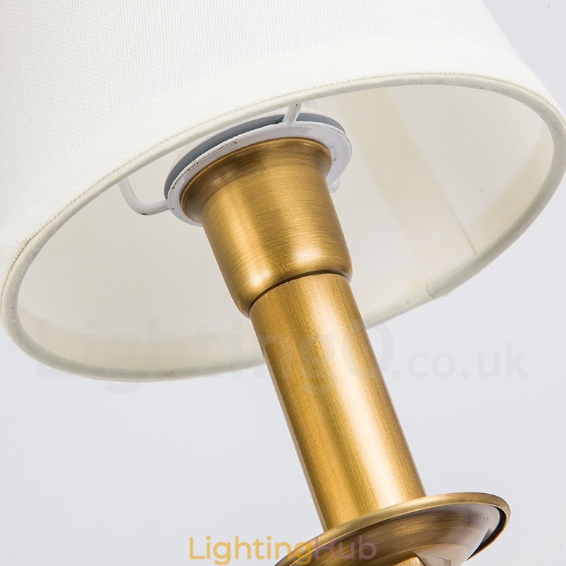 8 Light Retro Rustic Luxury Brass Pendant Lamp Chandelier with Fabric Shade