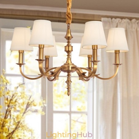 6 Light Retro Rustic Luxury Brass Pendant Lamp Chandelier with Fabric Shade 6 Light Retro Rustic Luxury Brass Pendant Lamp Chandelier with Fabric Shade