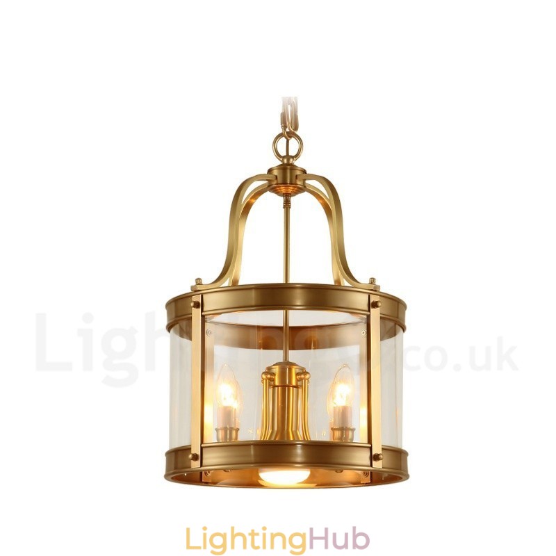 5 Light Retro Rustic Luxury Brass Pendant Lamp Chandelier with Glass Shade