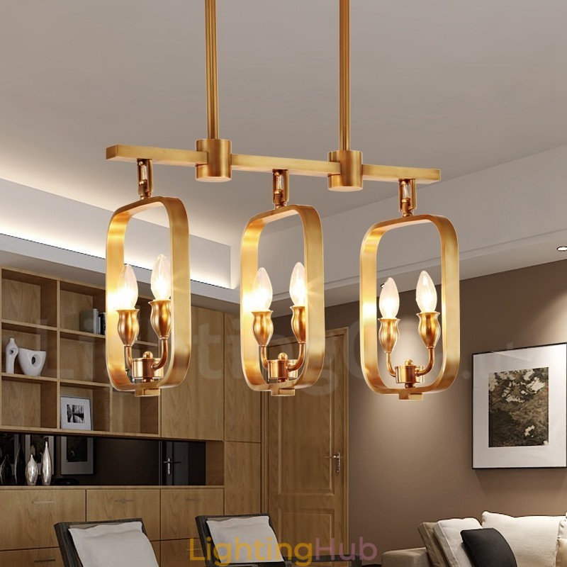 6 Light Retro Rustic Luxury Brass Pendant Lamp Chandelier