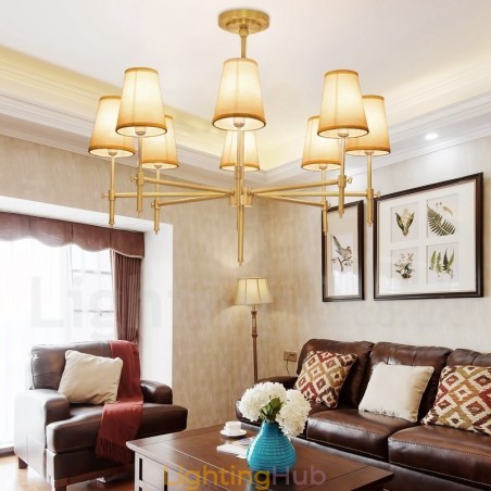 8 Light Retro Rustic Luxury Brass Pendant Lamp Chandelier with Fabric Shade 8 Light Retro Rustic Luxury Brass Pendant Lamp Chandelier with Fabric Shade