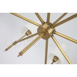 8 Light Retro Rustic Luxury Brass Pendant Lamp Chandelier with Fabric Shade