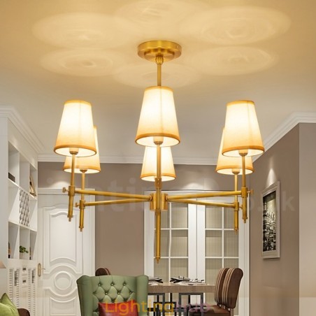 6 Light Retro Rustic Luxury Brass Pendant Lamp Chandelier with Fabric Shade 6 Light Retro Rustic Luxury Brass Pendant Lamp Chandelier with Fabric Shade