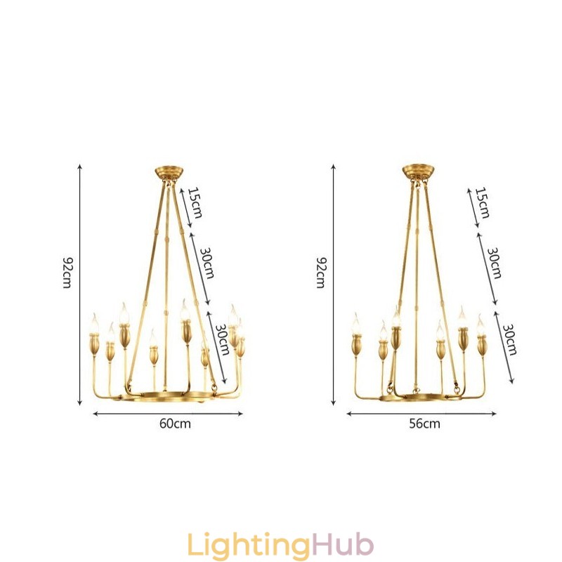 6 Light 8 Light Retro Rustic Luxury Brass Pendant Lamp Chandelier