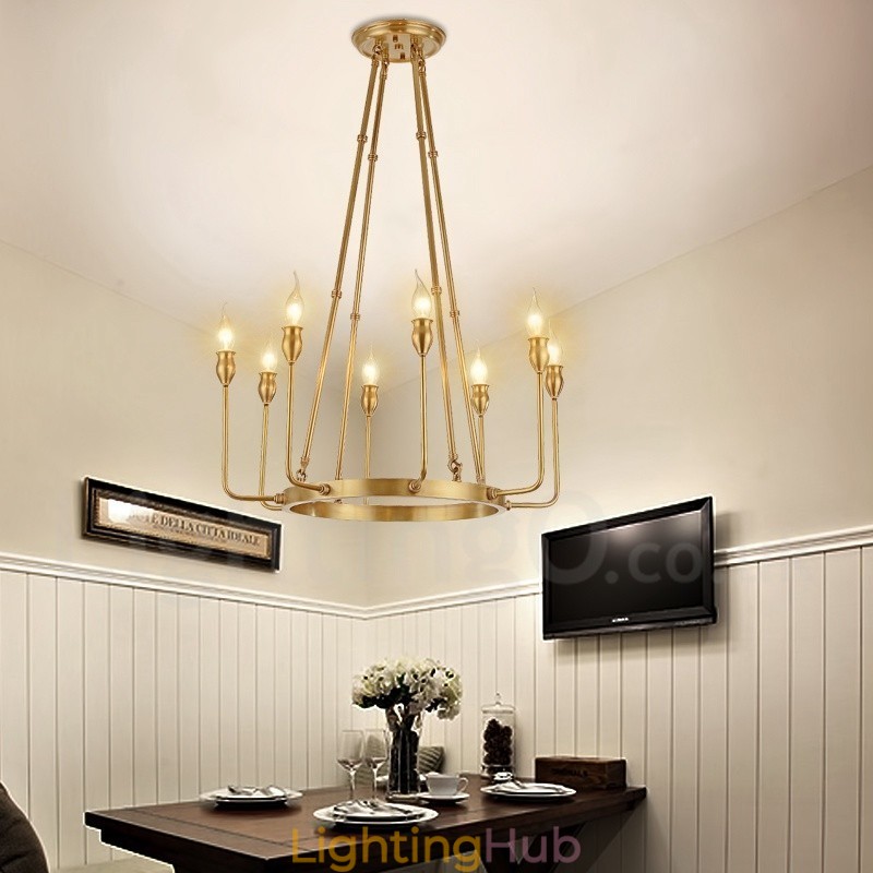 6 Light 8 Light Retro Rustic Luxury Brass Pendant Lamp Chandelier